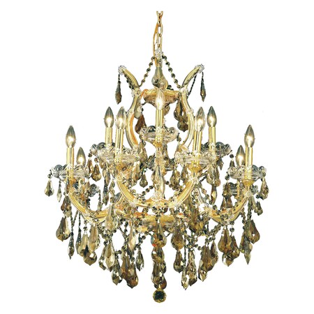 Elegant Lighting Royal Cut Smoky Golden Teak Crystal Maria Theresa 13-Light 2801D27G-GT/RC